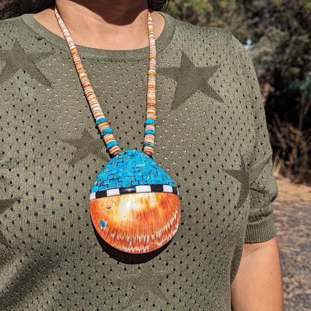Native American Necklace Santo Domingo Kewa Natural Turquoise Heishi Jewelry *** - Picture 9 of 10